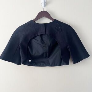 Marlowe Made in Italy Fine Luxury Navy Blue Beaded Short Sleeve Shrug Sz 38 (4)